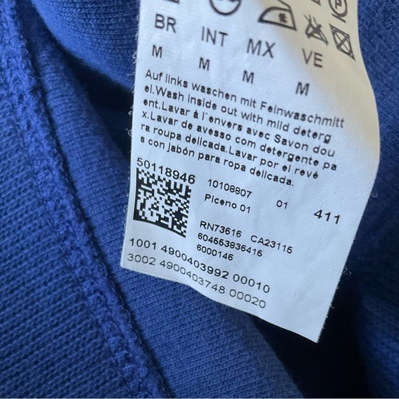 Hugo Boss Men’s Blue 100% Cotton Pullover Snap Closure Mock Neck Sweater Size M - Picture 5 of 7